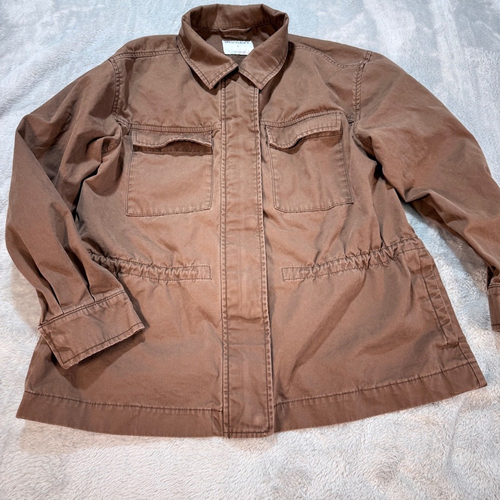 Old Navy Women Utility Jacket Espresso Bark Cargo Pockets Drawstring Waist Small